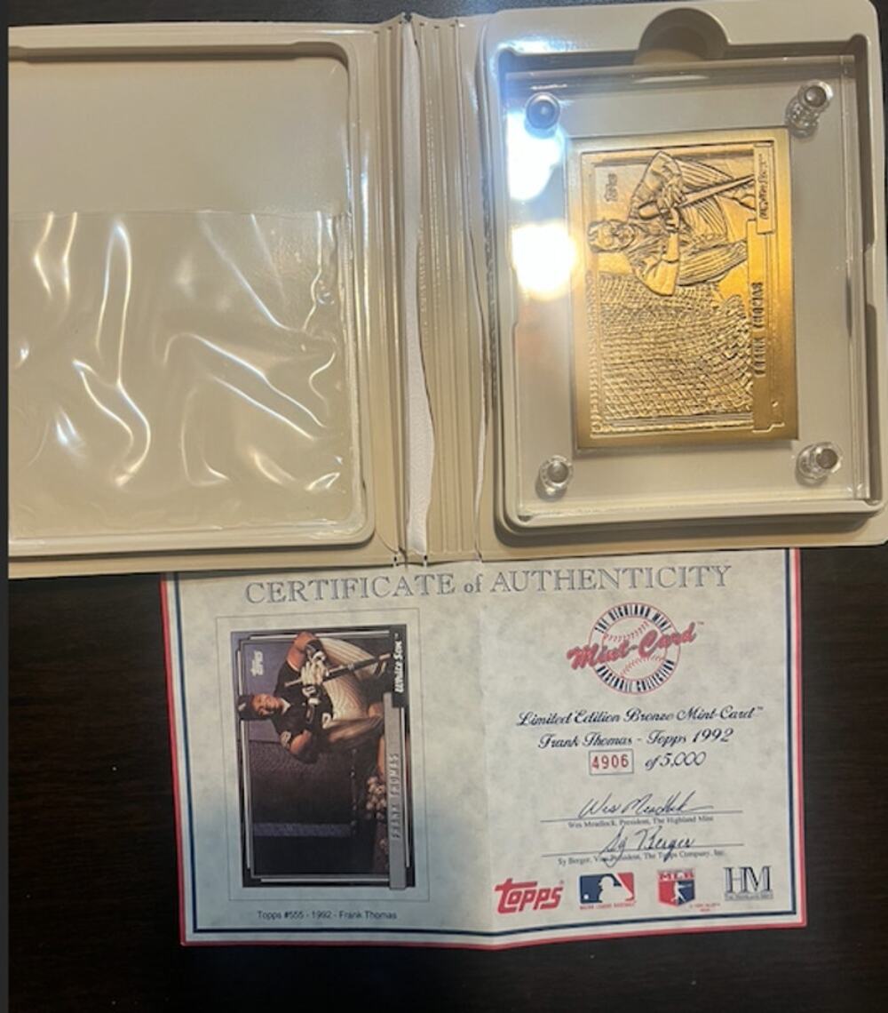 1992 Topps Frank Thomas Limited Edition Bronze Mint Card – Highland Mint 4906/50